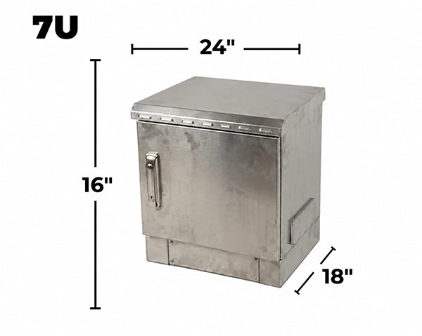 STURDX Essential Series™ 7U IP66 Weatherproof Stainless Steel Outdoor Network Cabinet | 24" × 18" (600 × 450 mm) | 19-Inch Rack Enclosure