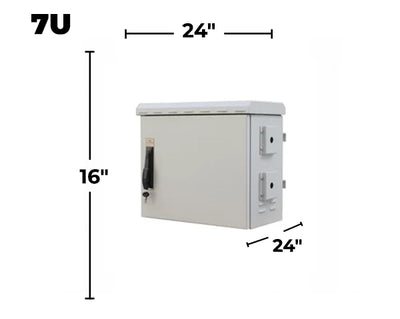 STURDX Essential Series™ 7U IP66 Weatherproof Galvanized Steel Outdoor Network Cabinet | 24" × 24" (600 × 600 mm) | 19-Inch Rack Enclosure