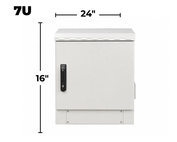 STURDX Essential Series™ 7U IP66 Weatherproof Galvanized Steel Outdoor Network Cabinet | 24" × 24" (600 × 600 mm) | 19-Inch Rack Enclosure