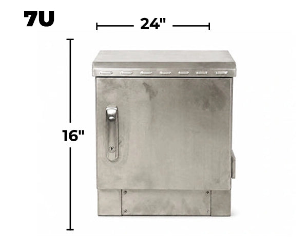 STURDX Essential Series™ 7U IP66 Weatherproof Stainless Steel Outdoor Network Cabinet | 24" × 24" (600 × 600 mm) | 19-Inch Rack Enclosure