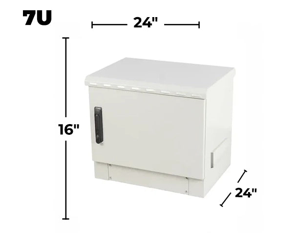 STURDX Essential Series™ 7U IP66 Weatherproof Galvanized Steel Outdoor Network Cabinet | 24