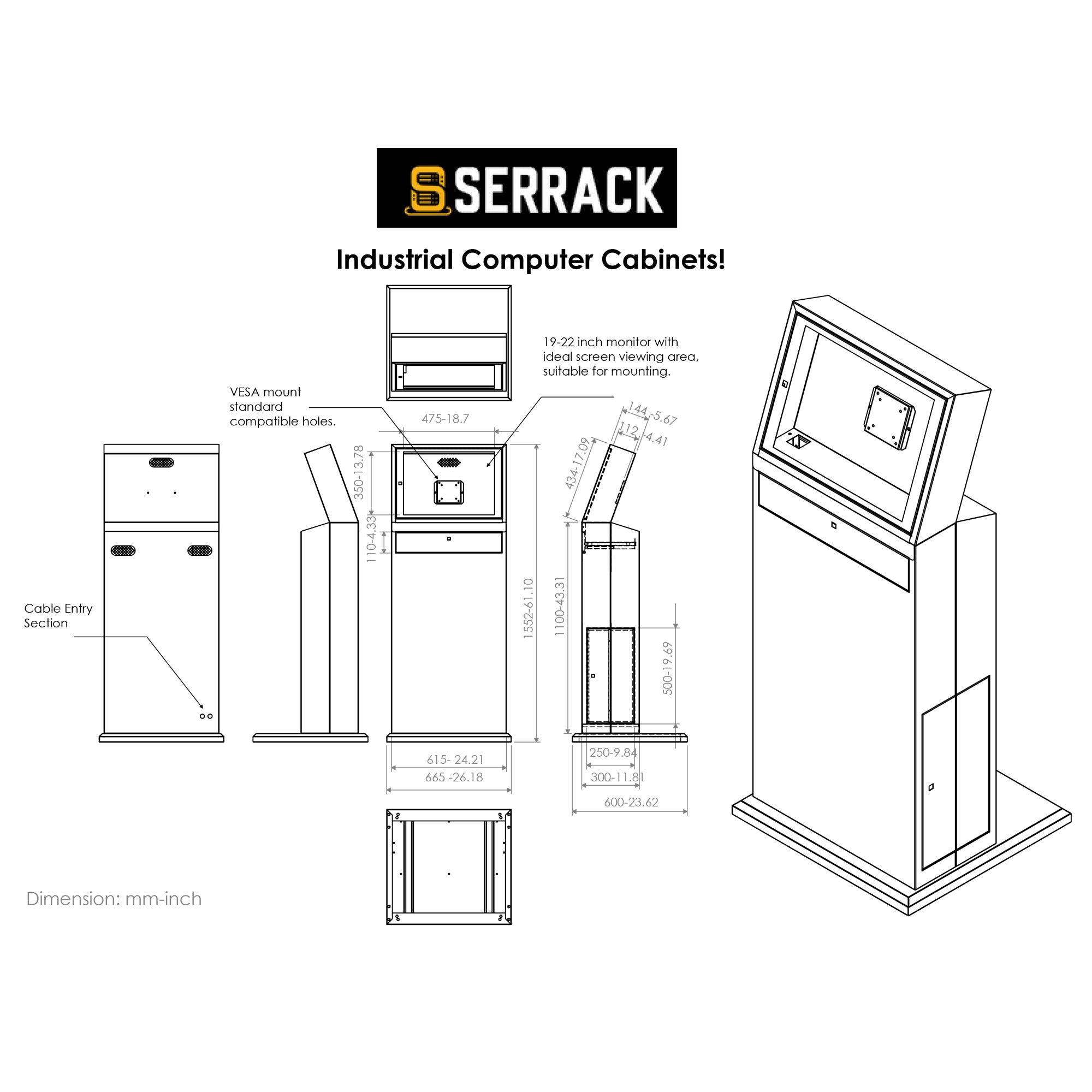 Mobile Industrial Computer Cabinet V1 | Mobile Workstation Cart Holds ...