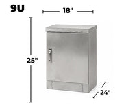 STURDX Essential Series™ 9U IP66 Weatherproof Stainless Steel Outdoor Network Cabinet | 24" × 18" (600 × 450 mm) | 19-Inch Rack Enclosure