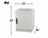 STURDX Essential Series™ 9U IP66 Weatherproof Galvanized Steel Outdoor Network Cabinet | 24" × 18" (600 × 450 mm) | 19-Inch Rack Enclosure