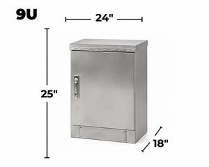 STURDX Essential Series™ 9U IP66 Weatherproof Stainless Steel Outdoor Network Cabinet | 24" × 18" (600 × 450 mm) | 19-Inch Rack Enclosure