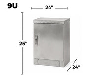 STURDX Essential Series™ 9U IP66 Weatherproof Stainless Steel Outdoor Network Cabinet | 24" × 24" (600 × 600 mm) | 19-Inch Rack Enclosure