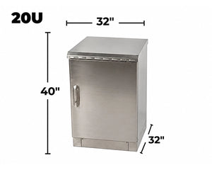 STURDX Essential Series™ 20U IP66 Weatherproof Stainless Steel Outdoor Network Cabinet | 32" × 32" (800 × 800 mm) | 19-Inch Rack Enclosure