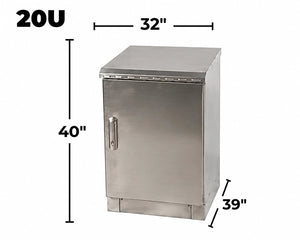STURDX Essential Series™ 20U IP66 Weatherproof Stainless Steel Outdoor Network Cabinet | 32" × 39" (800 × 1000 mm) | 19-Inch Rack Enclosure
