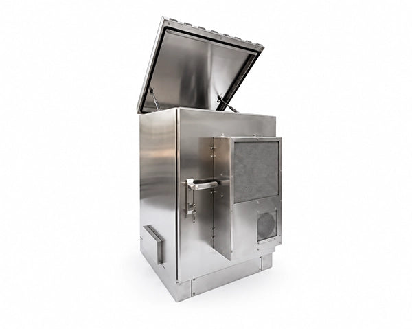 STURDX Climate Series™ 20U IP66 Weatherproof Stainless Steel Outdoor Network Cabinet with Air Conditioner | 32" × 32" (800 × 800 mm) | 19-Inch Rack Enclosure