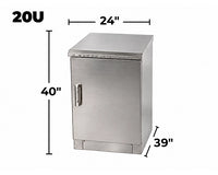 STURDX Essential Series™ 20U IP66 Weatherproof Stainless Steel Outdoor Network Cabinet | 24" × 39" (600 × 1000 mm) | 19-Inch Rack Enclosure