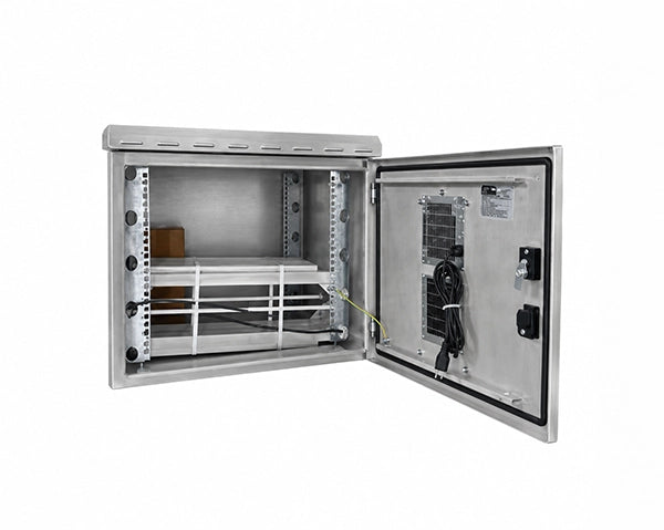 9U600 (24"deep) Outdoor Network Cabinet Enclosure – IP66 Weatherproof Stainless Steel Outdoor | 600mm x 600mm / 24" x 24" Floor, Pole and Wall Mount STV-HC-9U600 (Kopya)