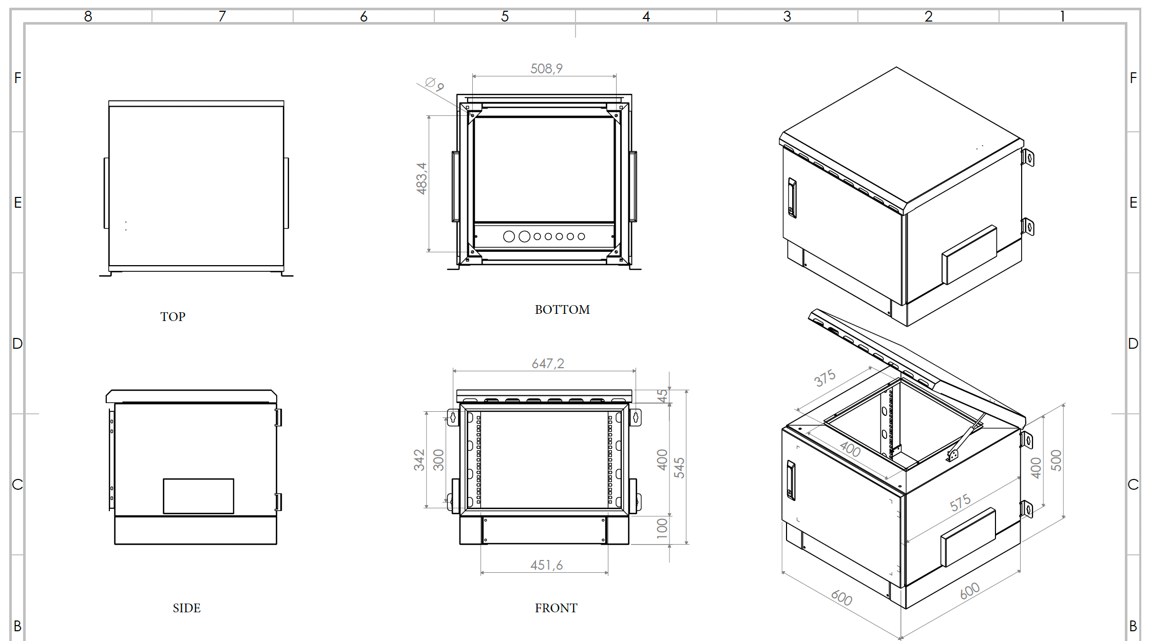 Gabinete de red para exteriores de pie 7U - Gabinete de red de pared simple, resistente a la intemperie y con clasificación IP55 | Resistente al polvo y al agua, listo para ventilador | 600 mm de ancho x 450 mm de profundidad (24"x 18")