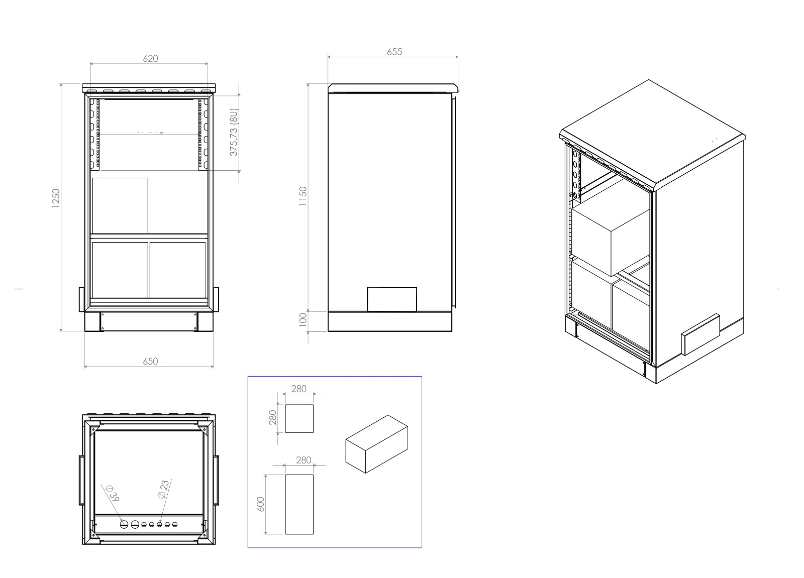 STURDX X6- IP66 Outdoor Battery Cabinet for 12V Systems – 19” Rack ESS Cabinet | STURDX