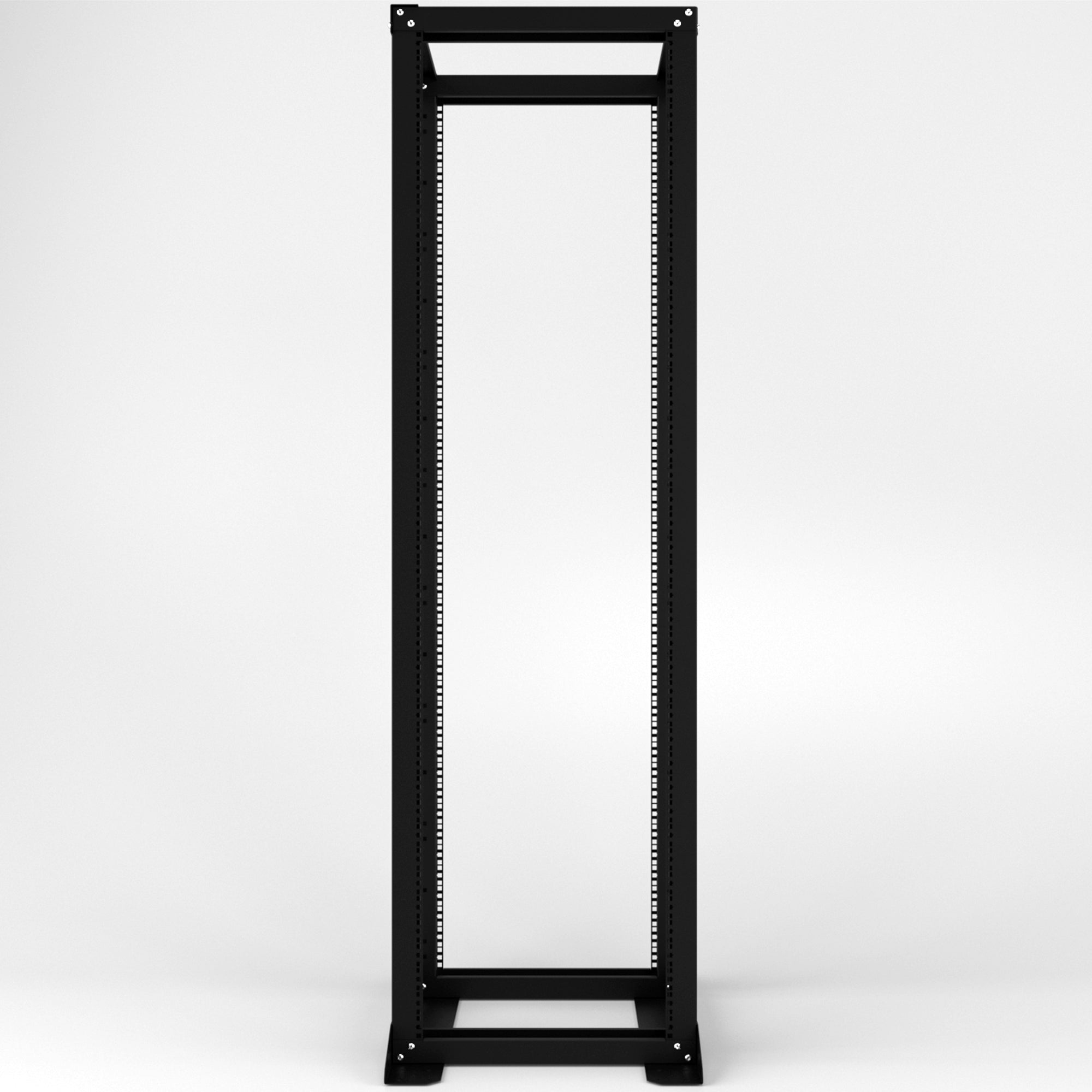 Adjustable floor mountable open type server rack for IT network solutions.