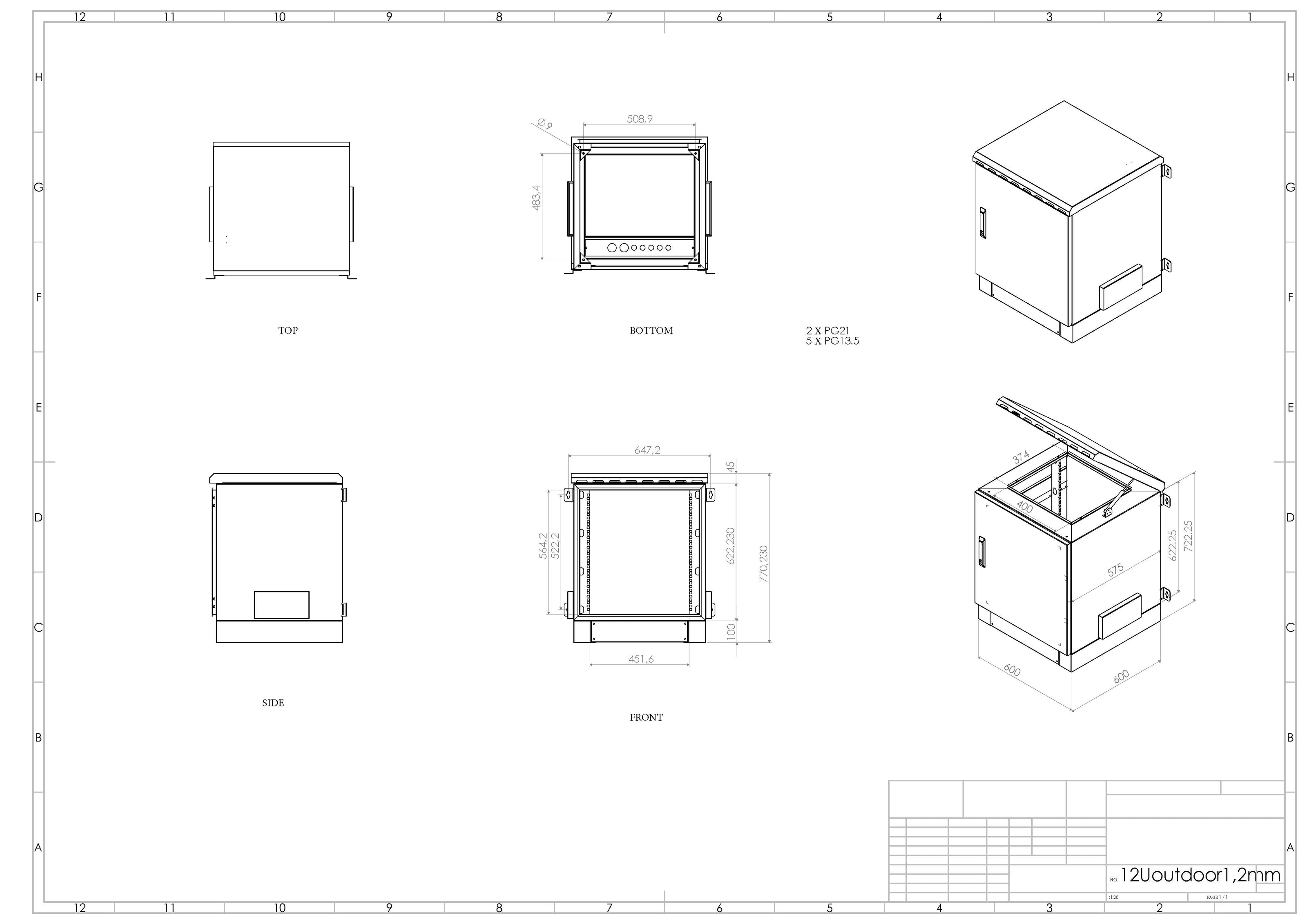12U Outdoor Network Cabinet – IP66 Rated Weatherproof Enclosure