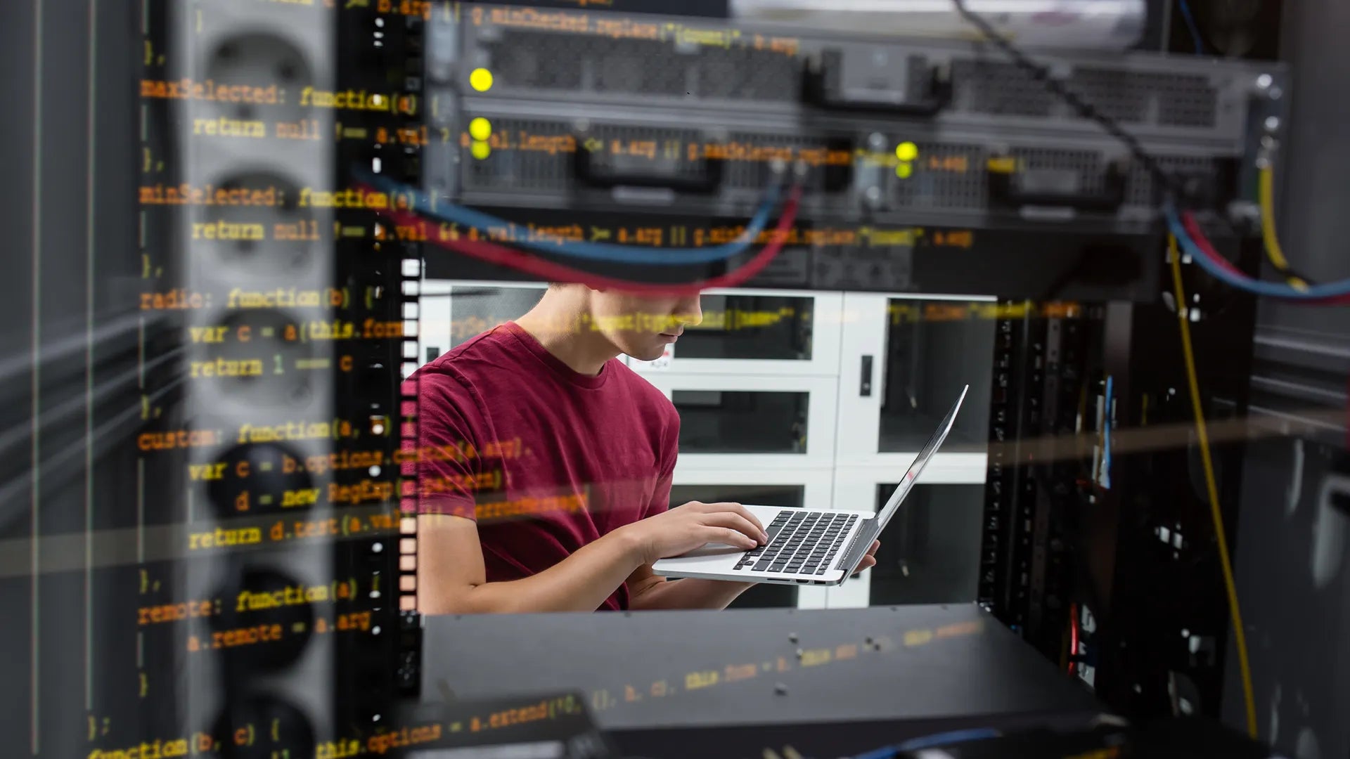 Free standing network rack offers flexibility for organizing and securing network devices.