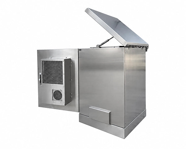 STURDX Climate Series™ 20U IP66 Weatherproof Stainless Steel Outdoor Network Cabinet with Air Conditioner | 24" × 24" (600 × 600 mm) | 19-Inch Rack Enclosure