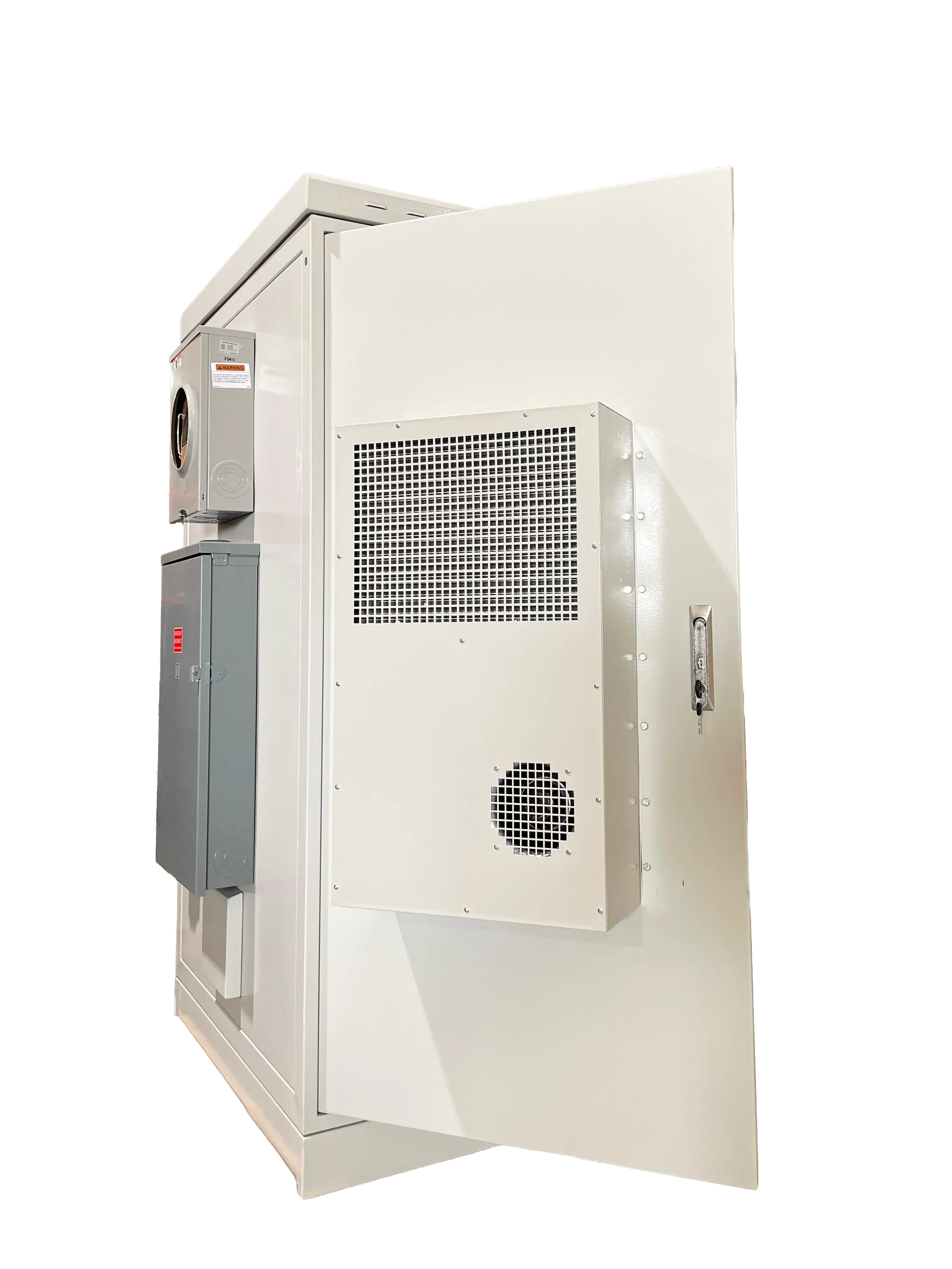 Industrial outdoor enclosure with cooler system for efficient temperature management.