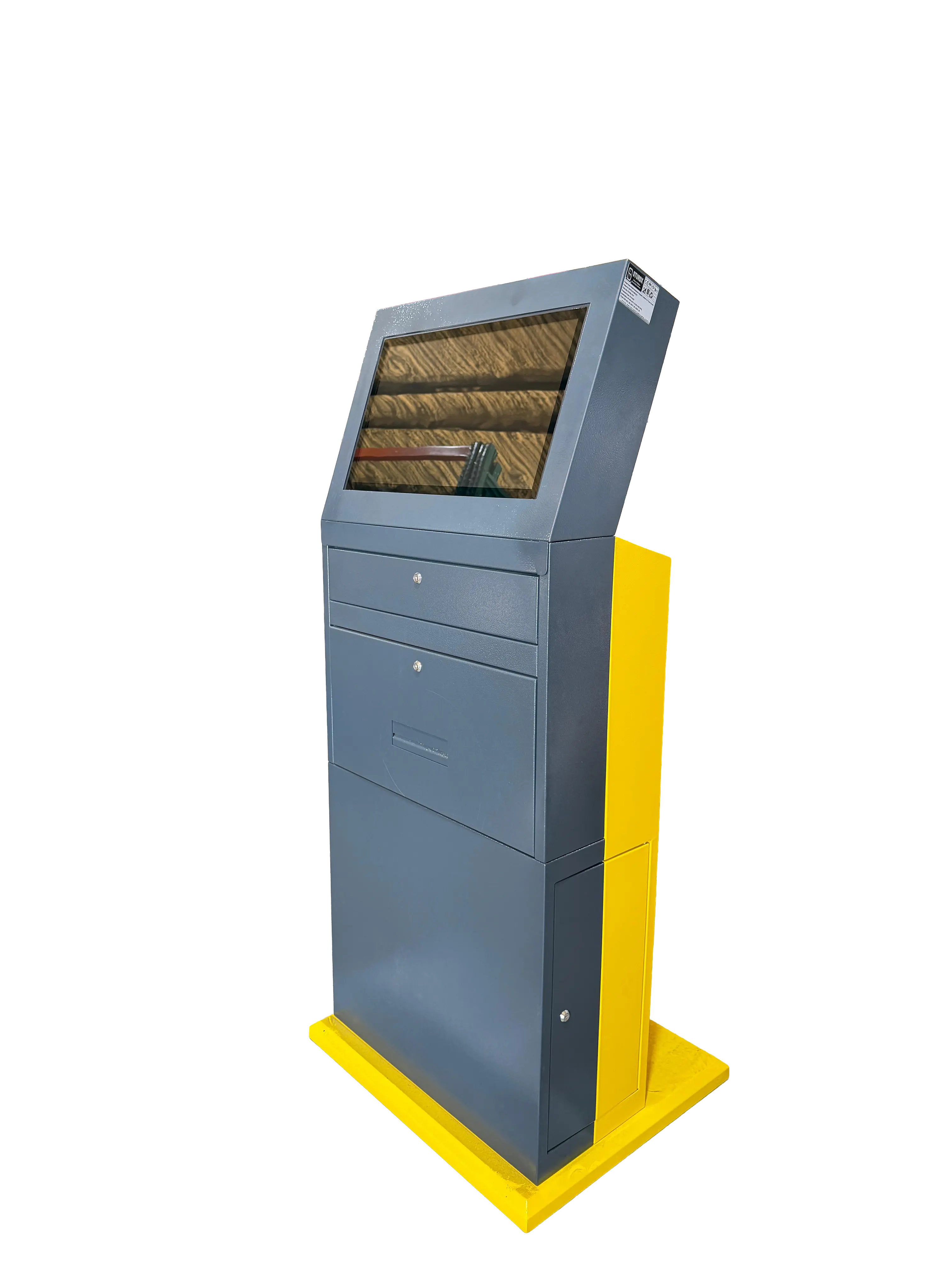 Mobile industrial computer cabinet for touchscreen monitors, STV PC V2 Touch, supports versatile setups.
