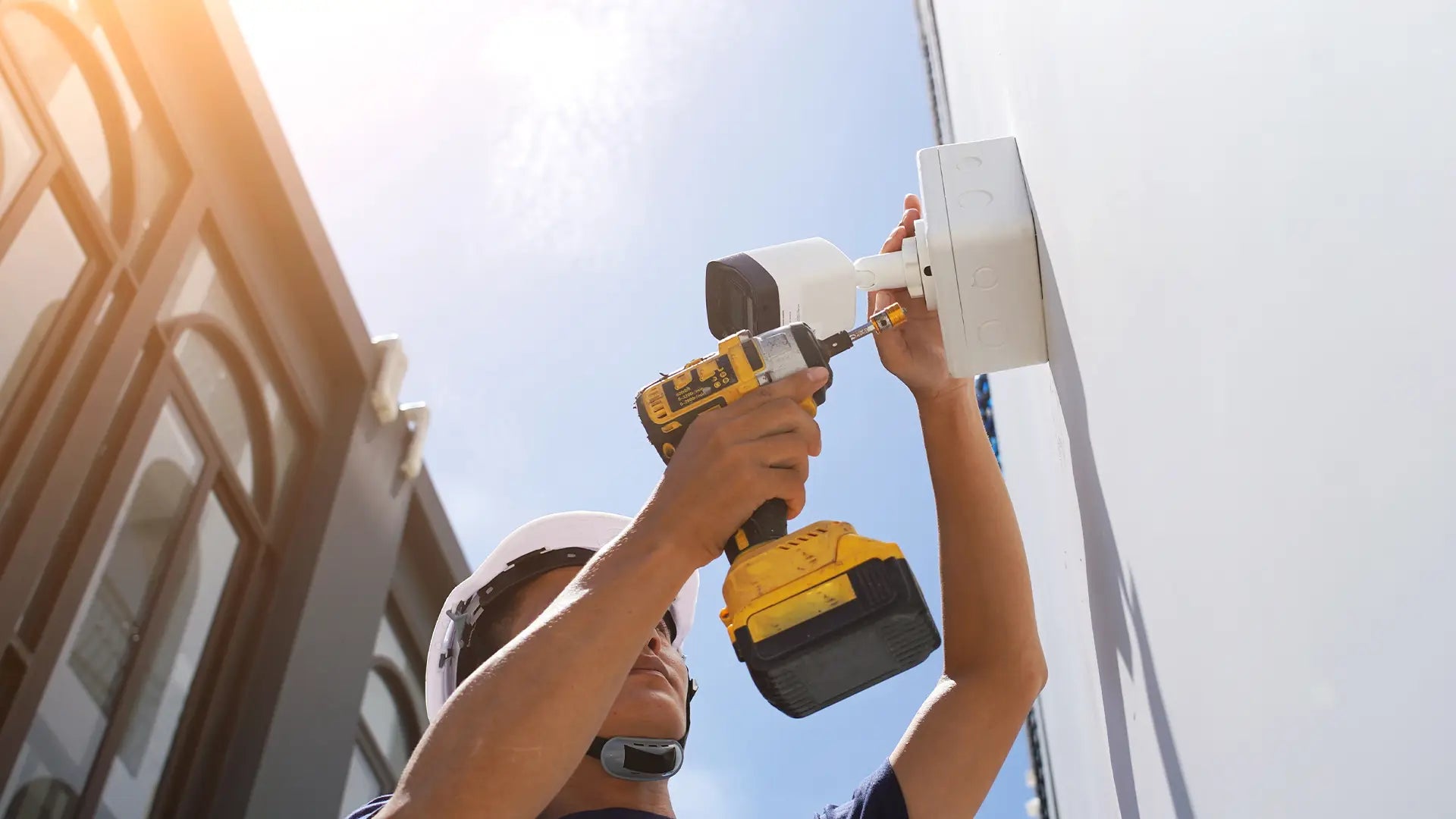 A clean outdoor surveillance camera enclosure tells intruders that this property is taken care of.