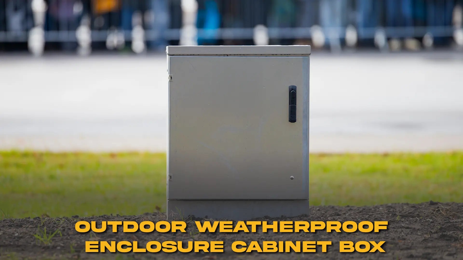 Outdoor weatherproof enclosure cabinet box designed for secure equipment housing.