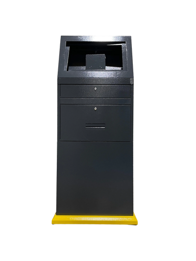 Gabinete para computadora industrial móvil V2 | Carro para estación de trabajo móvil con capacidad para monitor LCD, PC e impresora | Recinto amarillo