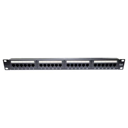 19" 1U 24 Port Cat6 Rack Mount Patch Panel - Fully Loaded