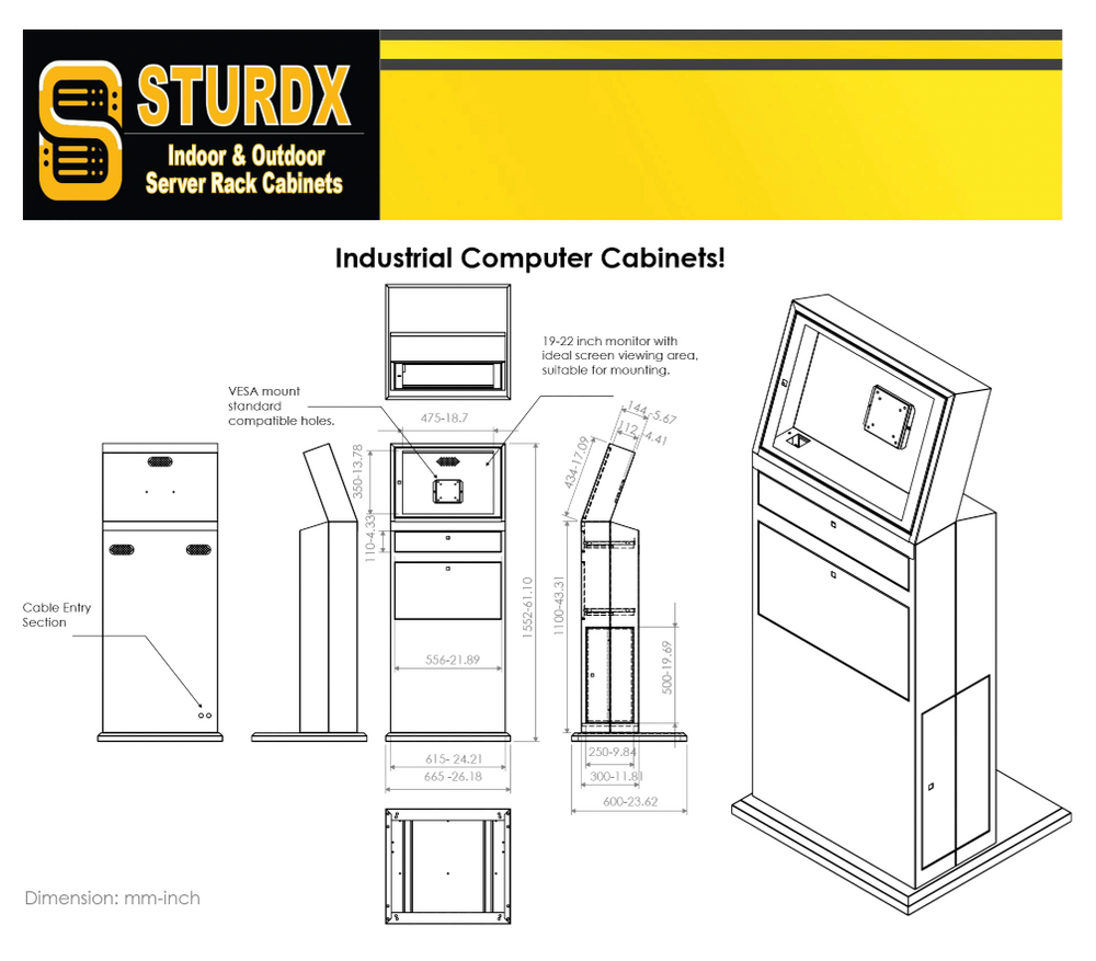 Mobile Computer Cabinet V2 | Industrial PC Cart