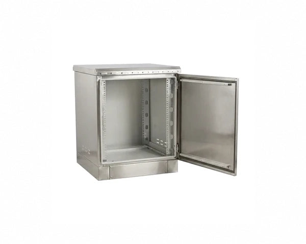 STURDX Essential Series™ 12U IP66 Weatherproof Stainless Steel Outdoor Network Cabinet | 24" × 24" (600 × 600 mm) | 19-Inch Rack Enclosure