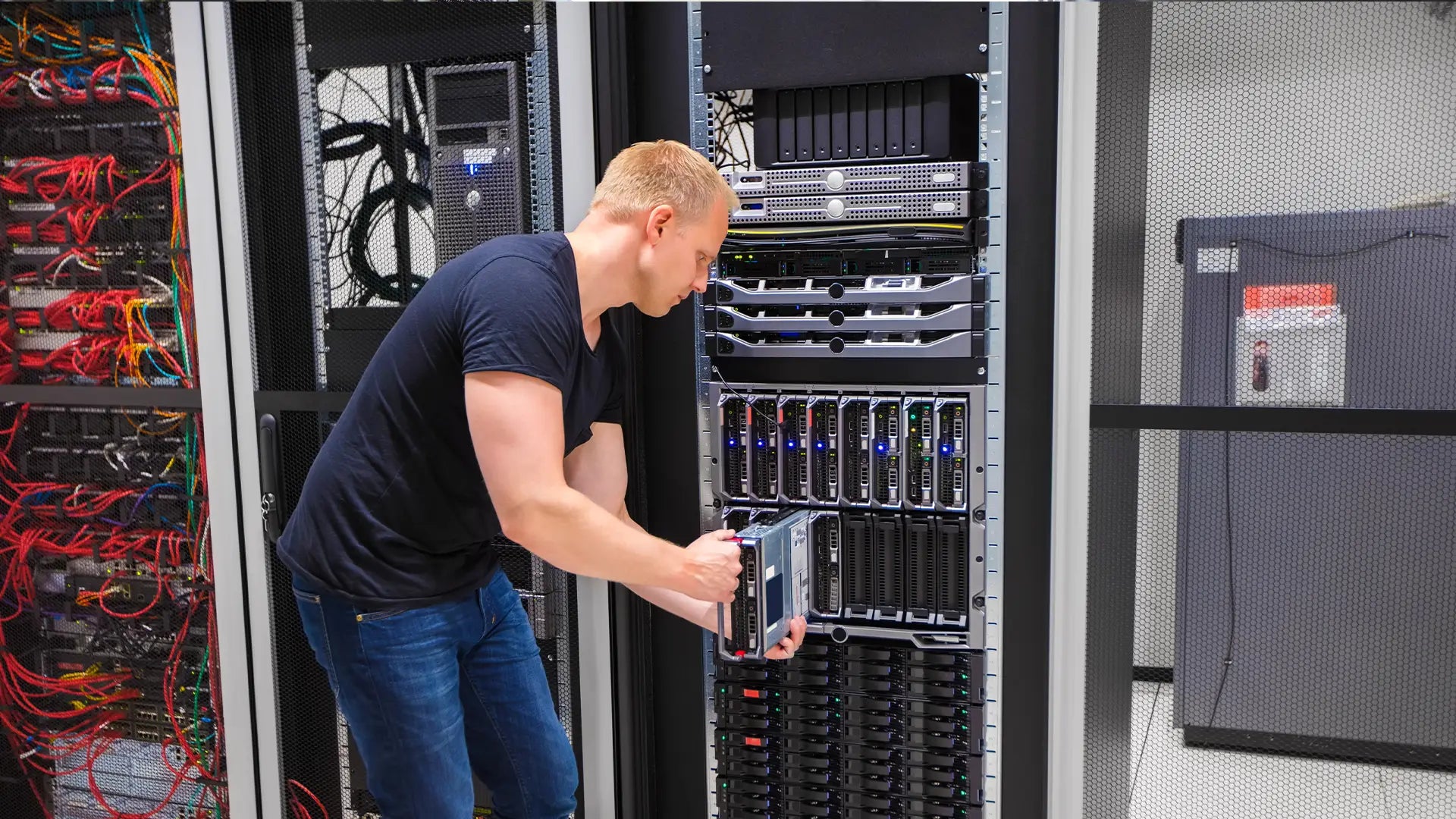 Space daving wall mount server rack designed for small office and network installations.