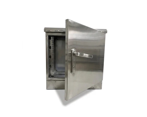 STURDX Essential Series™ 9U IP66 Weatherproof Stainless Steel Outdoor Network Cabinet | 24" × 24" (600 × 600 mm) | 19-Inch Rack Enclosure