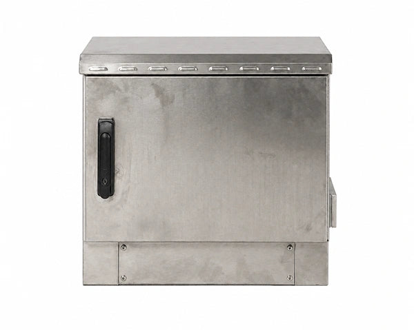 STURDX outdoor stainless cabinet closed at the front with a locking handle