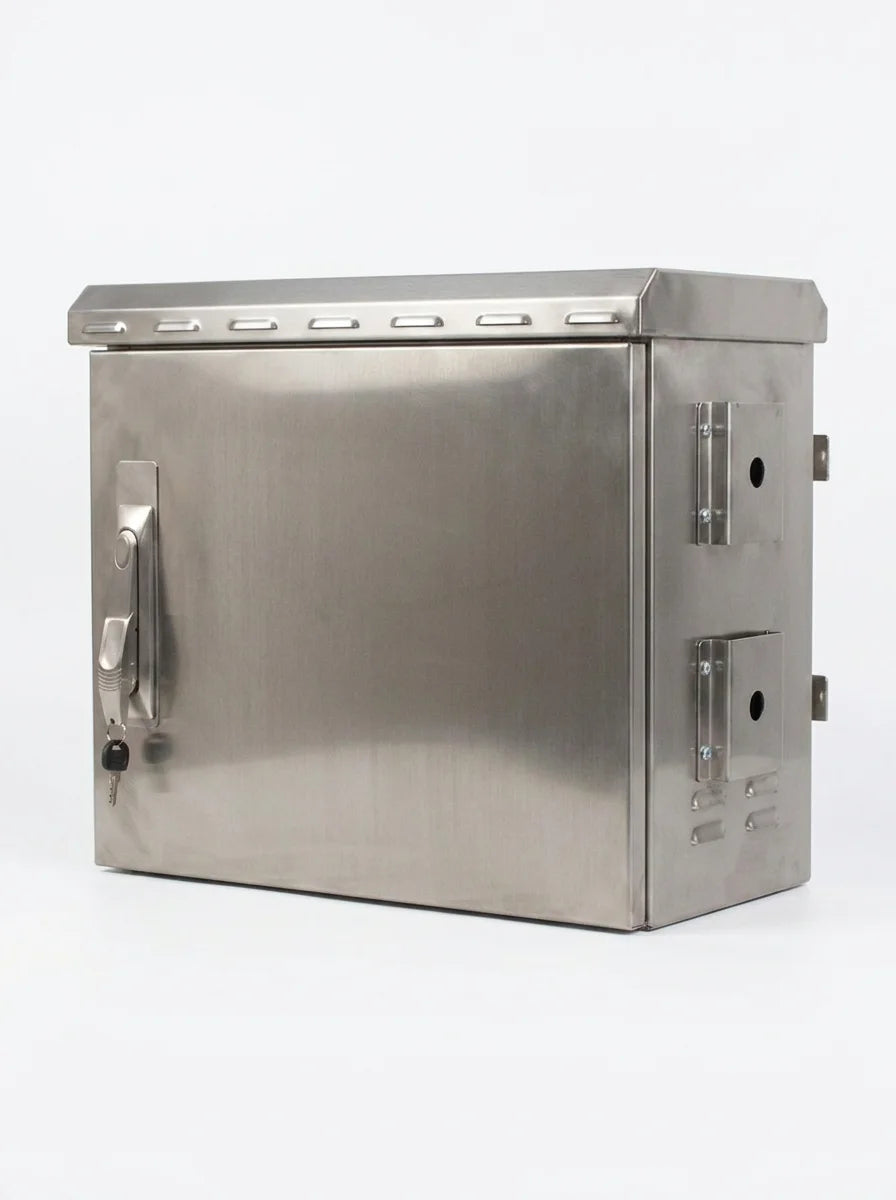 STURDX 7U cabinet at a closed side angle with the locking handle in view