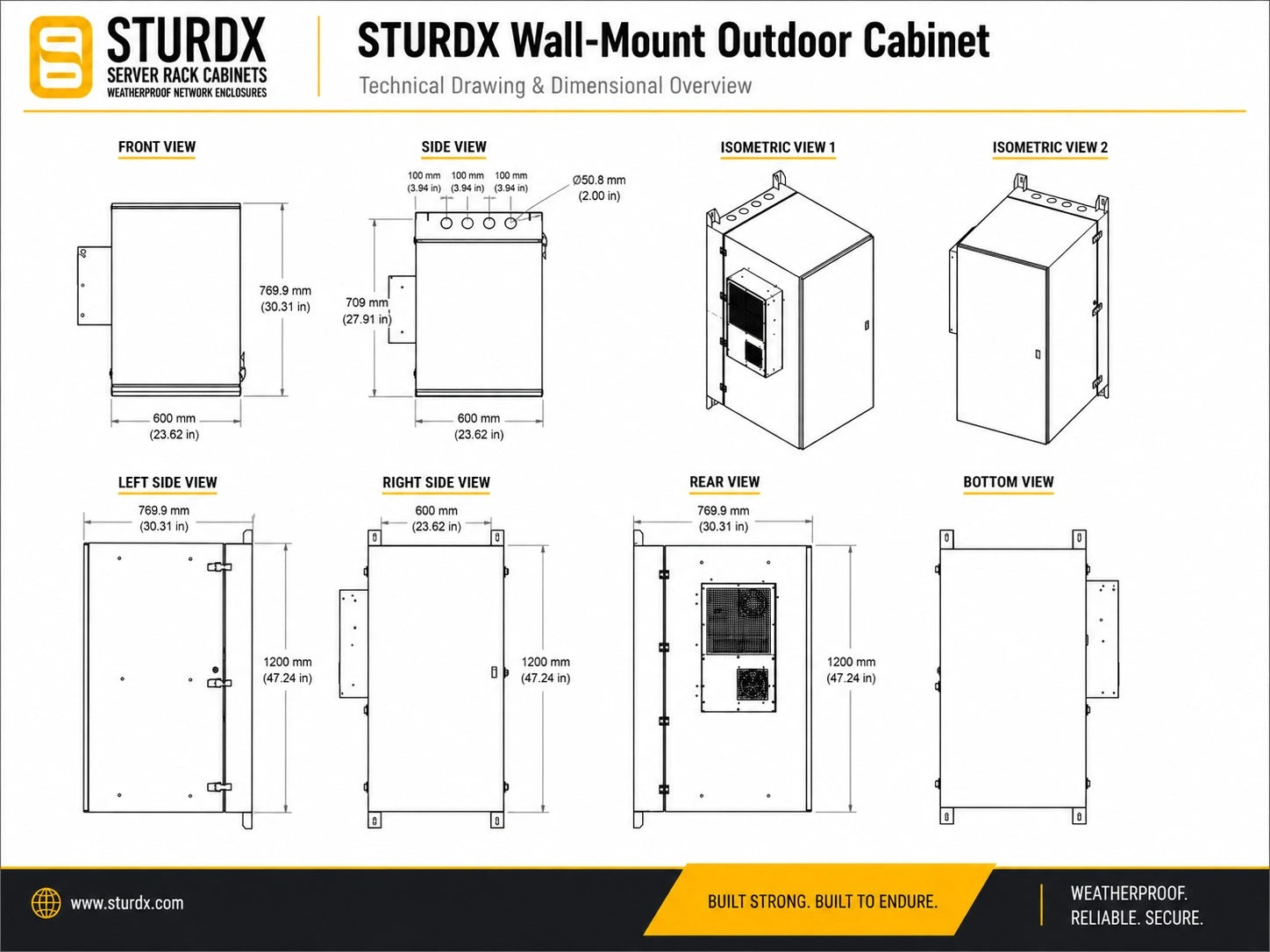 24U 19" IP66 Weatherproof Swing Out Network Enclosure with Air Conditioning