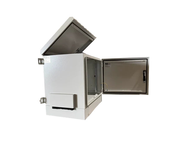 STURDX Essential Series™ 9U IP66 Weatherproof Galvanized Steel Outdoor Network Cabinet | 24" × 18" (600 × 450 mm) | 19-Inch Rack Enclosure