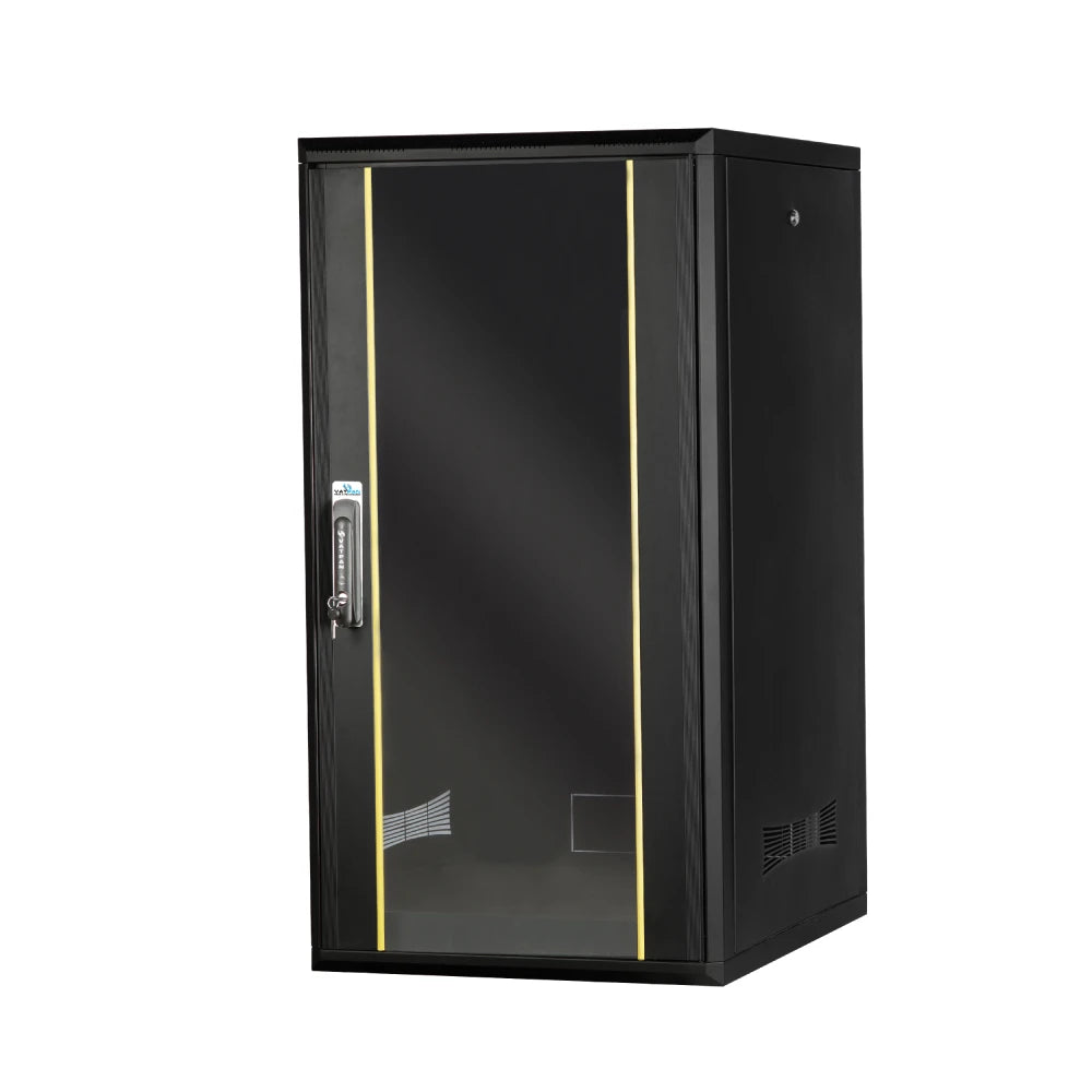Glass Server Unit 24U Floor Standing Server Rack Cabinet - Modular with Wheels