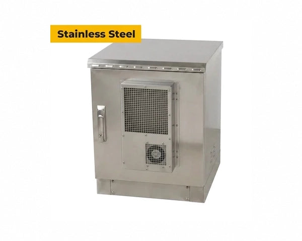 STURDX Climate Series™ 12U IP66 Weatherproof Stainless Steel Outdoor Network Cabinet with Air Conditioner | 24" × 18" (600 × 450 mm) | 19-Inch Rack Enclosure