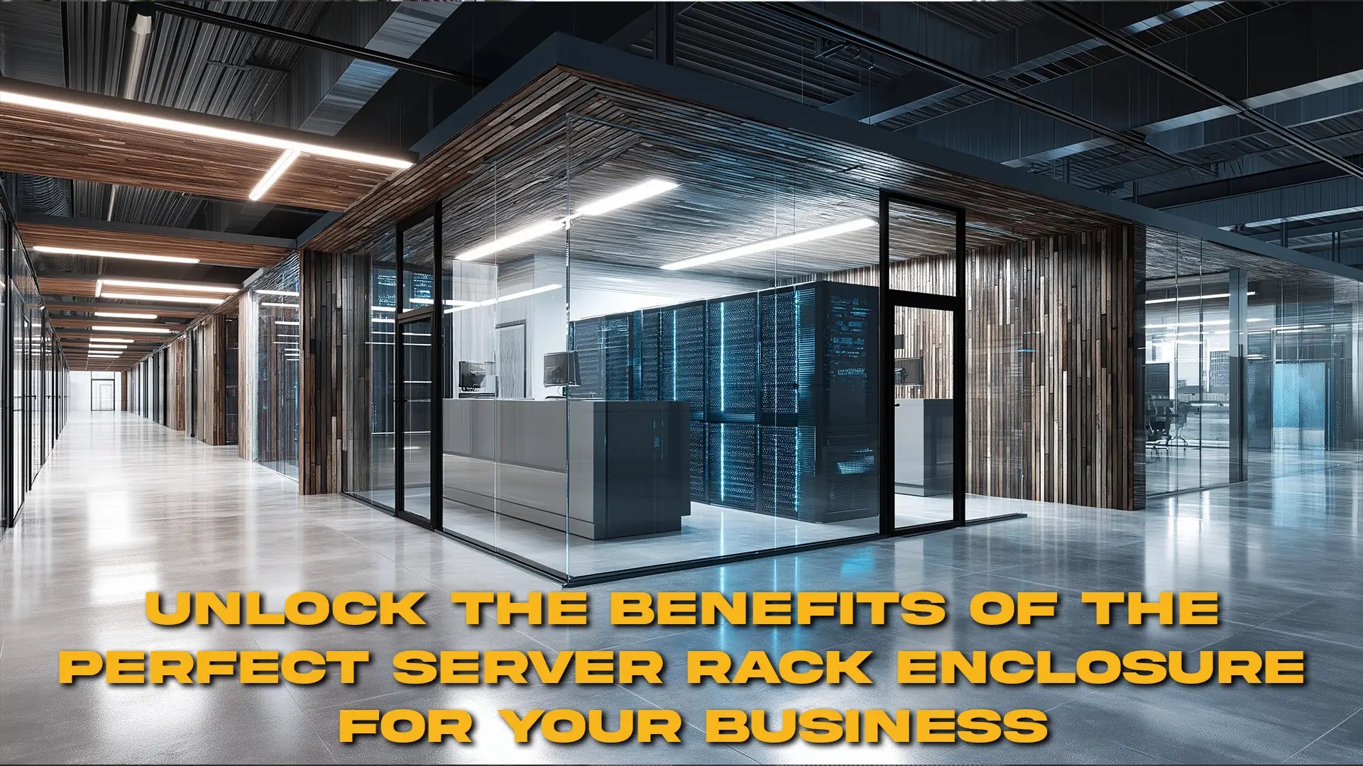 Server rack enclosure providing secure and organised housing for IT and network equipment.