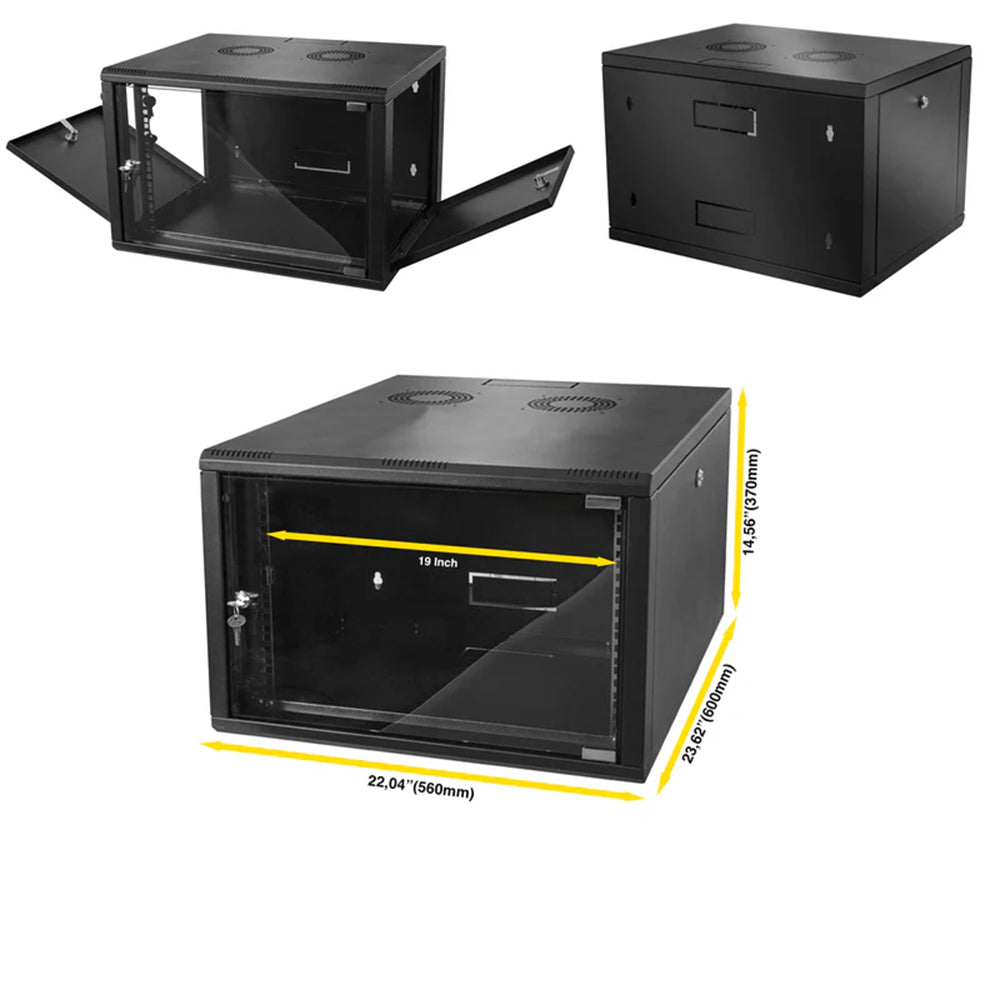 7U Wall Mount Server Rack Cabinet 600 | Rack Mount Data Network Enclosure | 19-inch IT Network Cabinet with 4mm Tempered Glass Panel | 24-inch (600mm) Depth (STV-E-7U60)